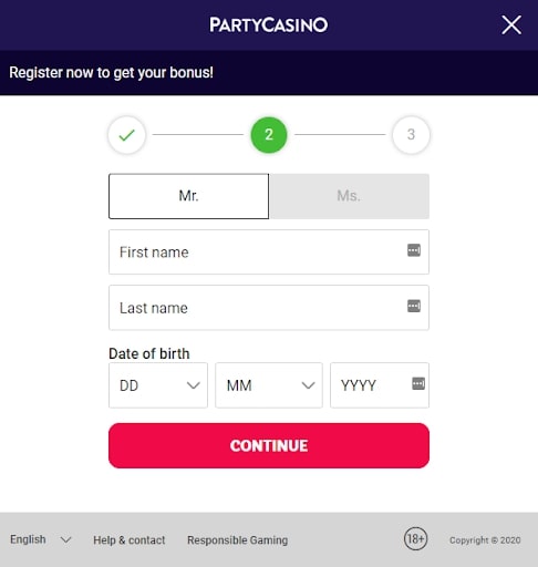 Party Registration Form 2