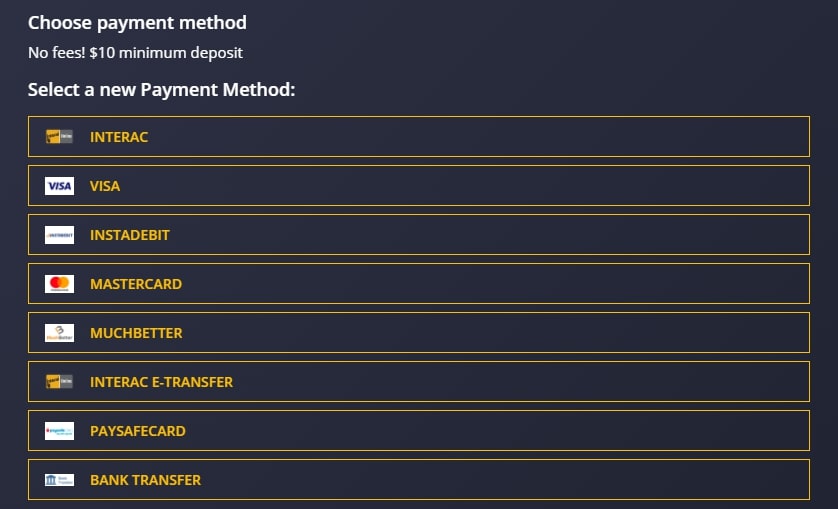 21Casino cashier screen