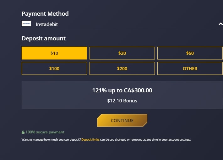 21Casino cashier screen 4