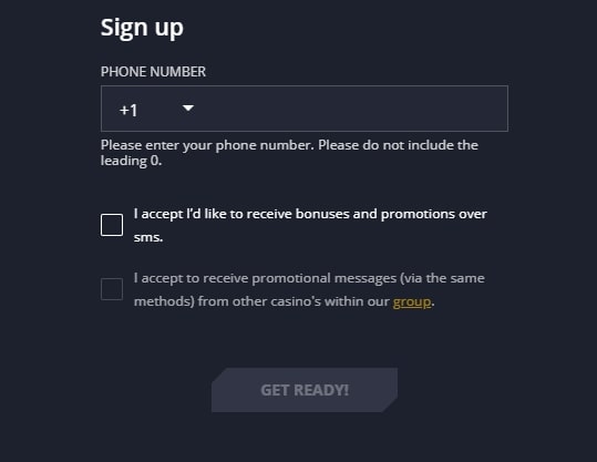 21Casino registration page 3