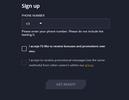 21Casino registration page 4