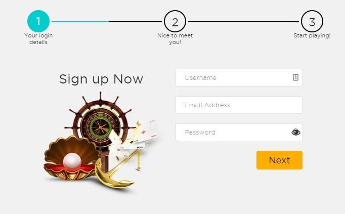 Casino Cruise registration page