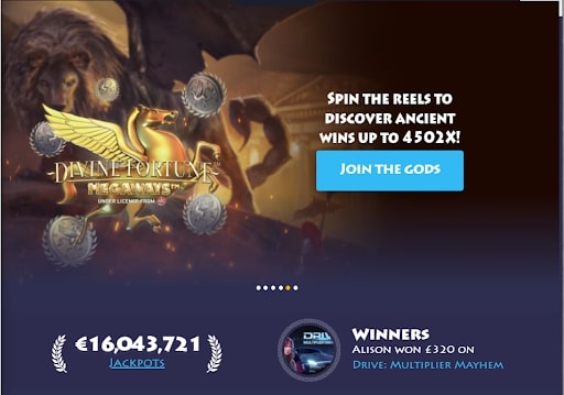 Casino Gods homepage