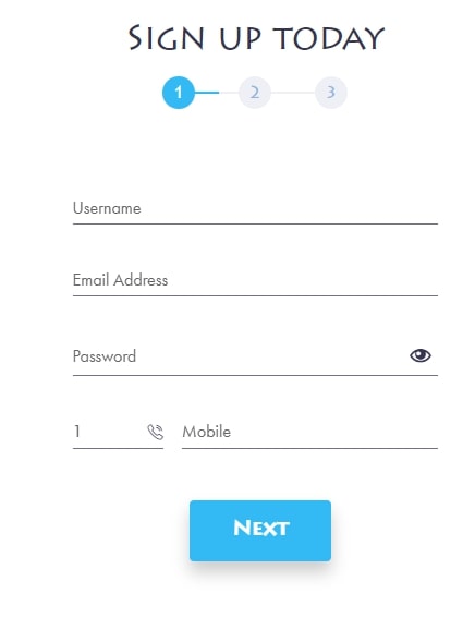 Casino Gods registration page