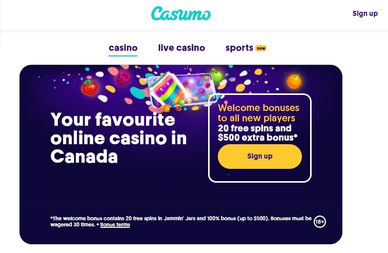 Casumo Casino Homepage