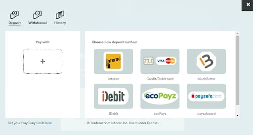 Casumo Casino cashier screen