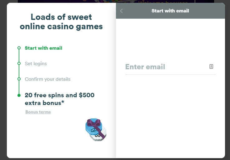Casumo Casino - registration page