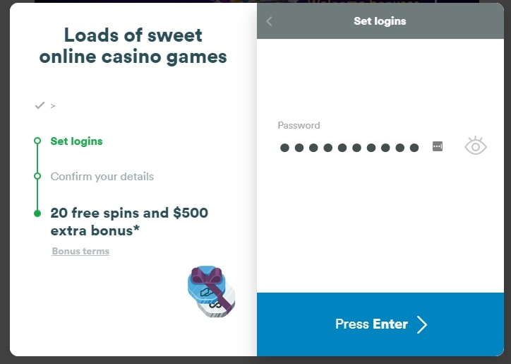 Casumo registration page 2