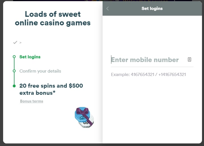 Casumo registration page 3