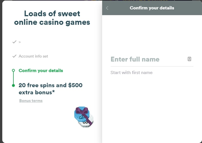 Casumo Page registration page 5