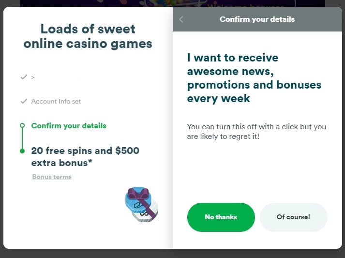 Casumo Casino registration page 9