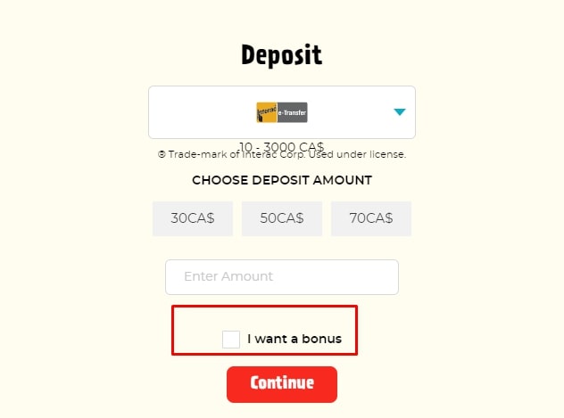 Kassu Casino cashier screen