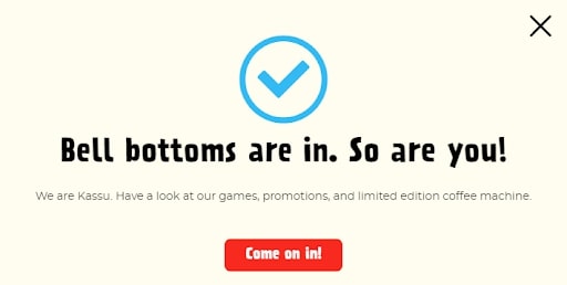 Kassu Casino welcome screen