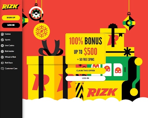 RIZK Casino homepage Rizk Casino homepage