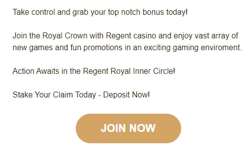 Regent Casino confirmation email