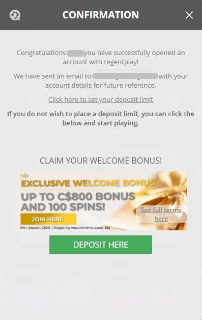 Regent Casino registration page 3