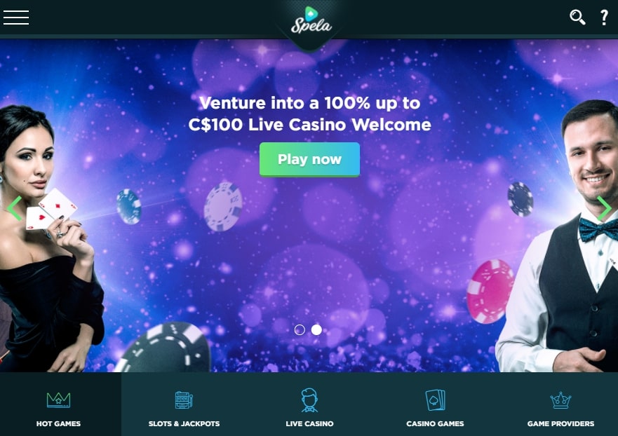 Spela Casino homepage