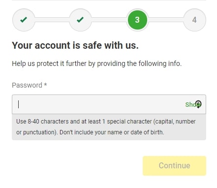 Unibet Casino registration page 3