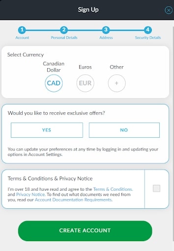 BetVictor Casino registration page 4