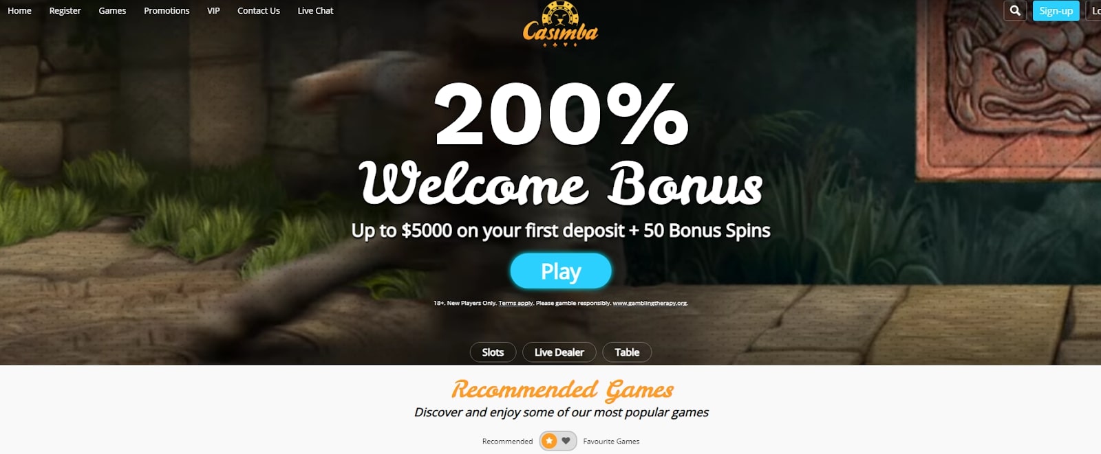 Casimba Casino - homepage