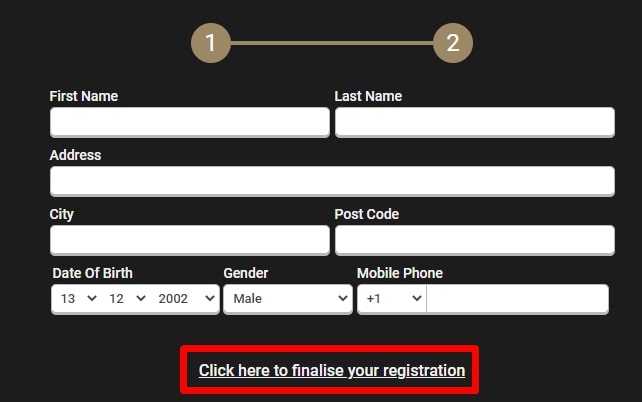 Casino Casino registration page 2