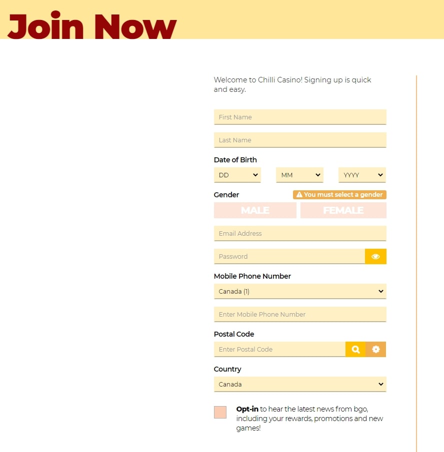 Chilli_Casino_registration_page Chilli Casino registration page