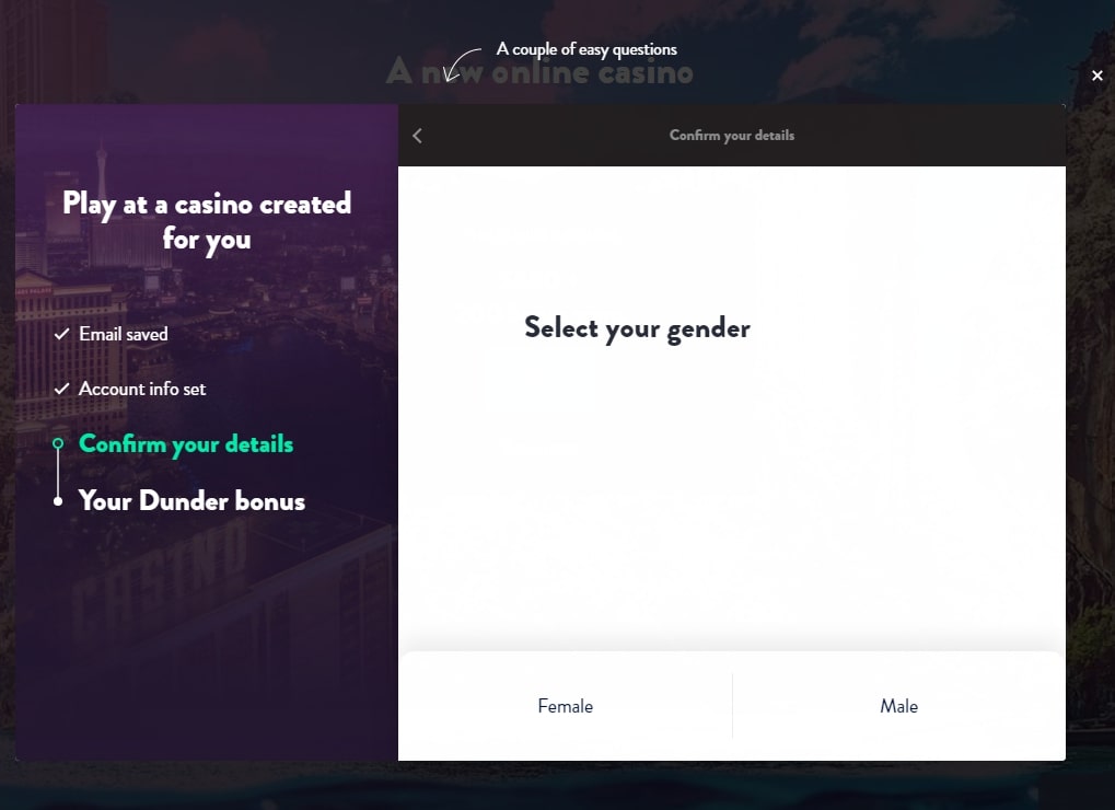 Dunder Casino registration page 4
