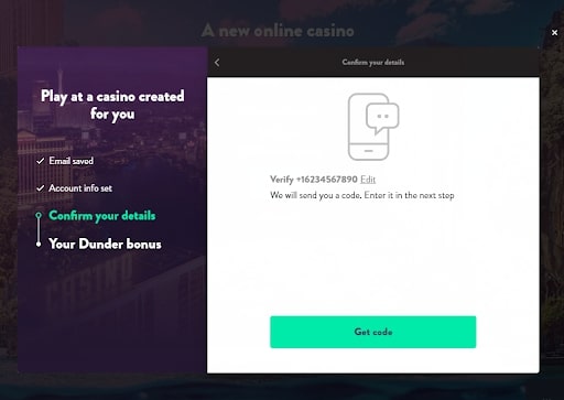 Dunder Casino registration page 8