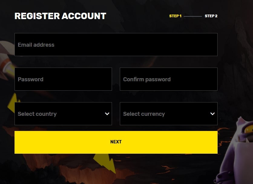 Hyper Casino registration page