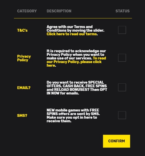 Hyper Casino Registration page 3