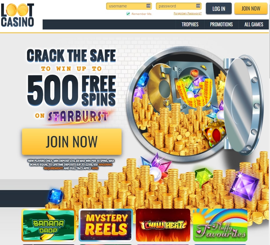 Loot Casino Homepage