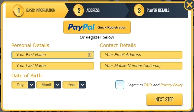 Loot Casino registration page