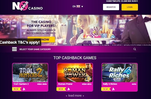 No Bonus Casino Homepage