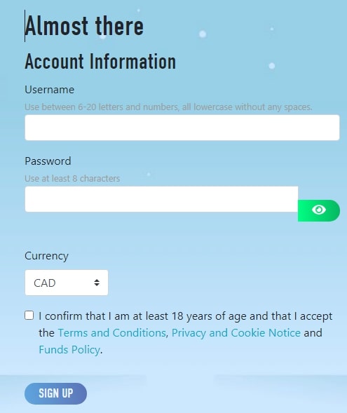 Slotnite Casino registration page 3