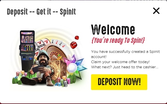 Spinit Casino welcome screen