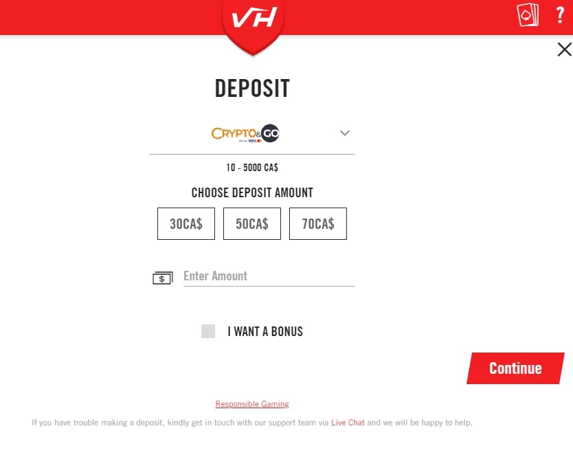 Vegas Hero Casino cashier screen