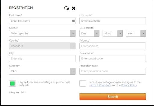 Wombat Casino registration page 2