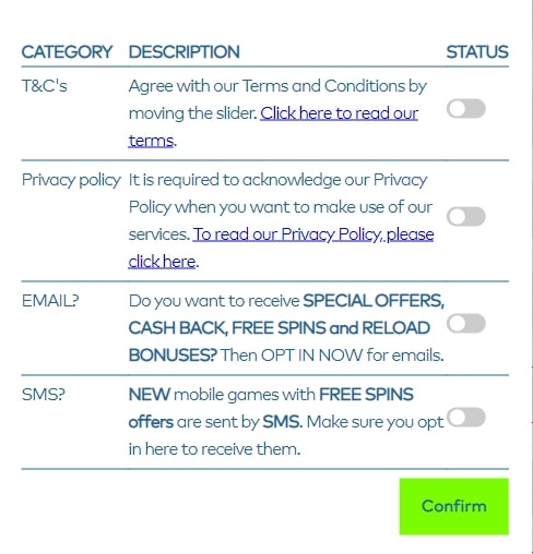 Yeti Casino Registration page 4