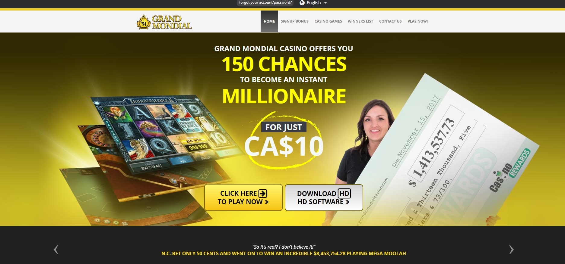 Grand Mondial Casino homepage