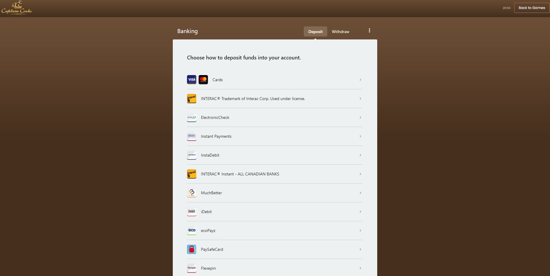 Captain Cooks Casino Deposit