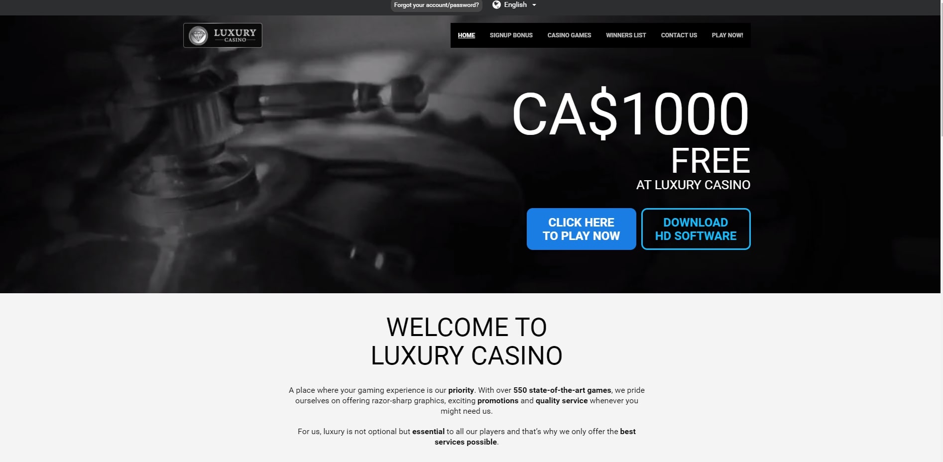 Luxury Casino Homepage