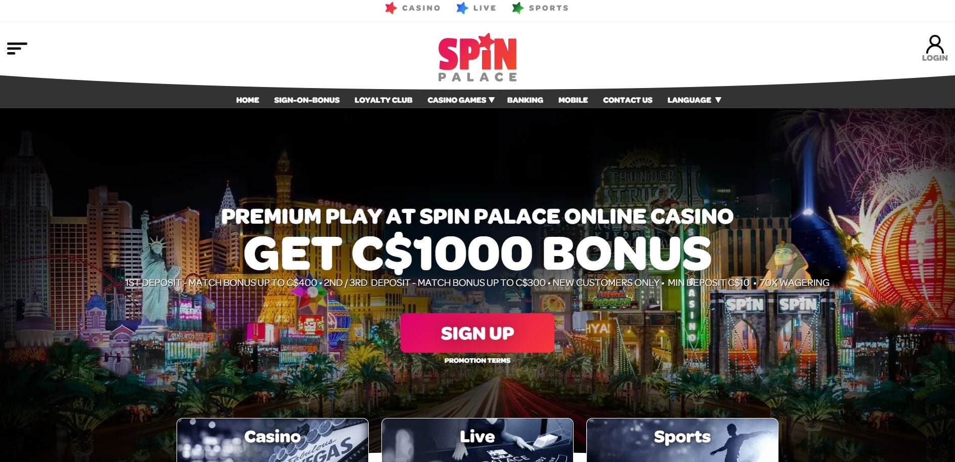 spin palace casino canada login