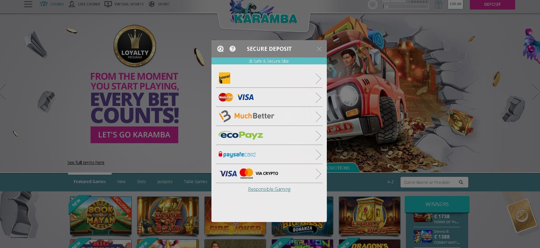 Karamba Casino Deposit