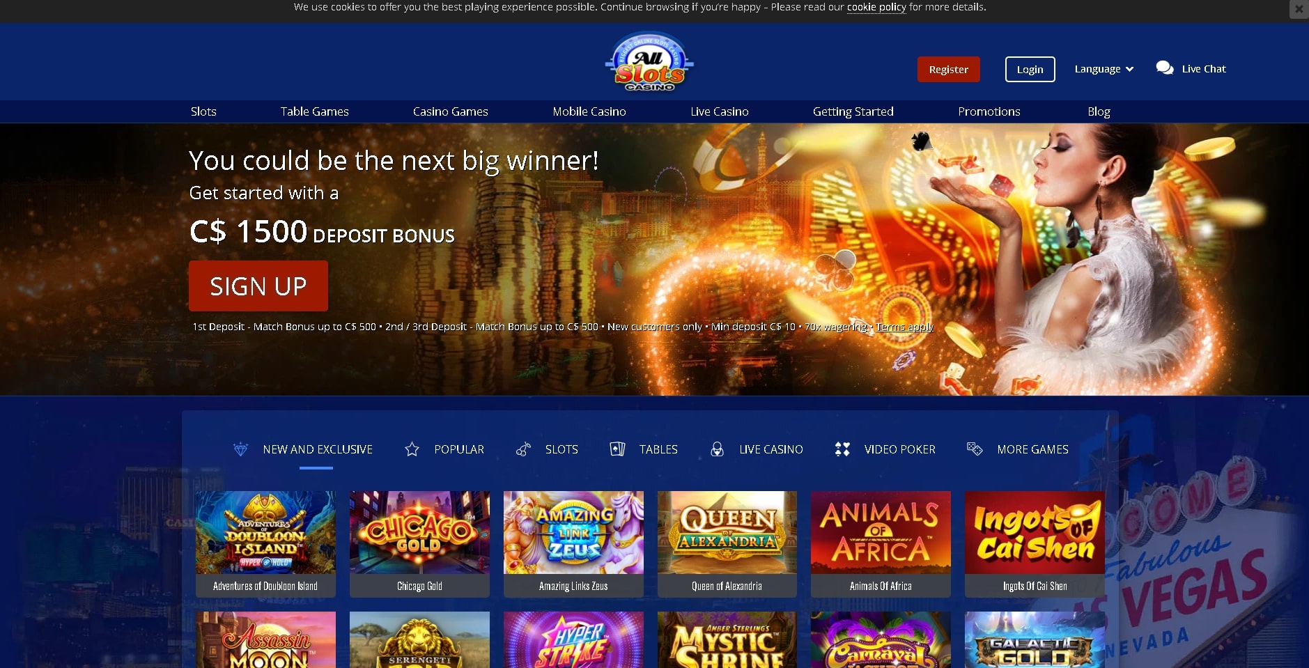 All Slots Casino Homepage