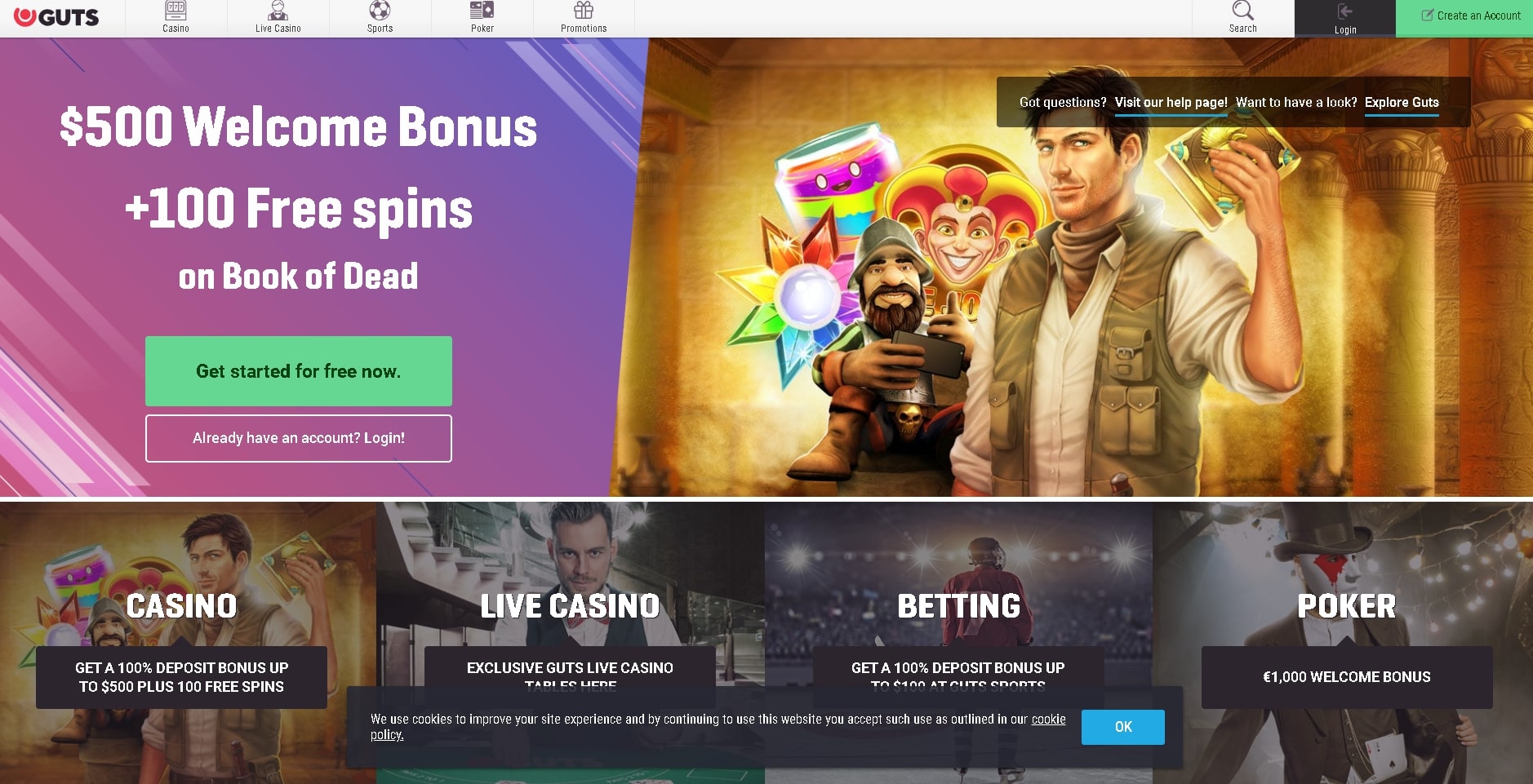 Guts Casino Homepage