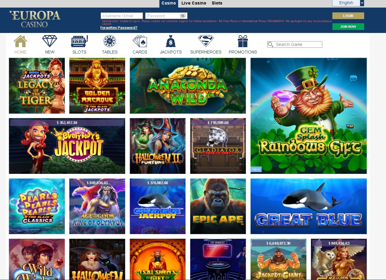Europa Casino Review (2021) - 100% up to $100 plus $2400 in free bets