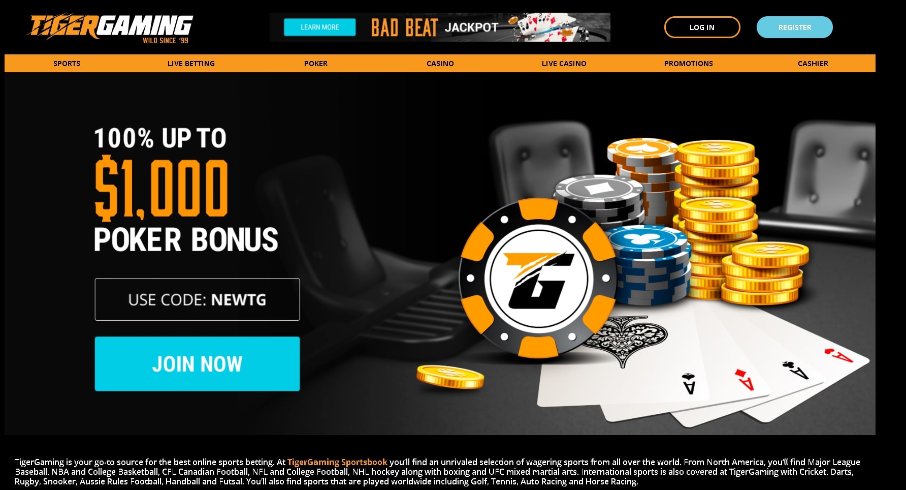 Tiger Gaming Canada Homepage